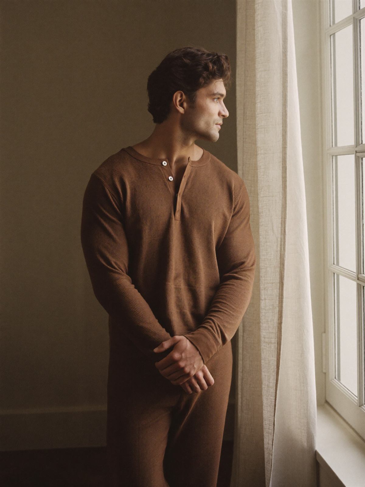Men’s homewear — mocha waffle-knit set